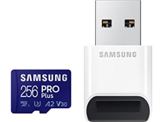 SAMSUNG PRO Plus + Reader 256GB microSDXC Up to 160MB/s UHS-I, U3, A2, V30, Full HD & 4K UHD Memory Card for Android Smartphones,
