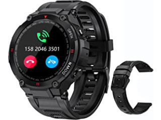 Military Smart Watch for Men Outdoor Waterproof Smartwatch Bluetooth Dail Calls Speaker 1.3'' HD Touch Screen Fitness