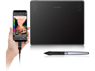 HUION HS64 Graphics Drawing Tablet with Battery-Free Stylus 8192 Pressure Sensitivity 4 Customized Express Keys, 6.34 Inch Pen Tablet for Mac,