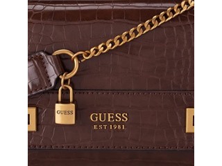 GUESS womens Katey Croc Flap Shoulder Bag Shoulder Bag