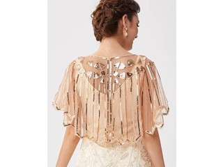 Sequin Beaded Art Deco Evening Cape