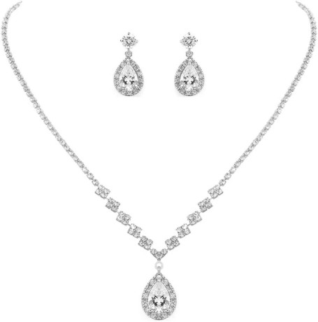jakawin-bride-silver-bridal-necklace-earrings-set-crystal-wedding-jewelry-big-0