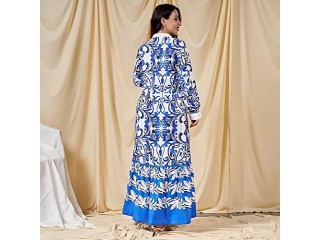 FridayIn Women's Bohemian Floral Casual Fashion Long Maxi Dress