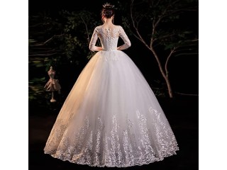 Wedding Dress for Bride, Women's Lace Evening Dress Prom Gown