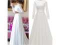 lazun-dresses-for-teens-simple-long-sleeve-o-neck-pleated-satin-vintage-muslim-wedding-bridal-dress-bridal-white-wedding-dress-small-1