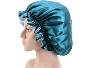 KESYOO Women's Satin Double Layer Bonnet Sleeping Cap (Peacock Blue)