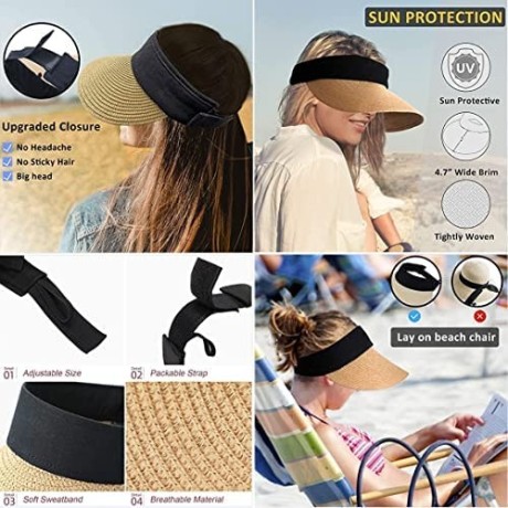 womens-sun-visor-hats-summer-wide-brim-beach-straw-hats-adjustable-large-brim-cap-golf-hat-for-womenkhaki-big-0