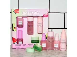 Glow Recipe Fruit Babies Skincare Kit - Gift Set with Retinol Eye Mask, Oil Free Face Moisturizer
