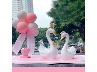 ELECDON Cute White Swans for Decoration Shelf Display Home Ornaments Resin Swan Couple Statues for Home Decor Cake Topper Desktop Accessories