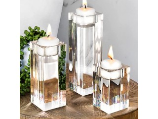 Clear Candle Holders for Table Centerpiece for Dining Room