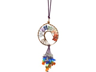 Healing Crystal Decor Tree of Life Car Hanging Accessories 7 Chakras Stones Wall Decor Meditation Ornaments Good Luck Home Decoration