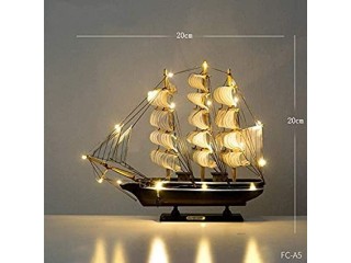 Figurines & Miniatures - Me'diterranean Style Wooden Sailboat Model Home Decoration Accessories