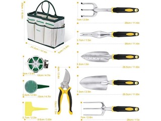 YISSVIC Garden Tools Set 12 Pieces Heavy Duty Gardening Kit cast Aluminum with Soft Rubberized Non-slip Handle