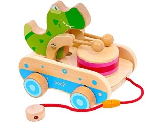 Arabest Pull Along Toys, Wooden Toys for 1 Year Old Boys