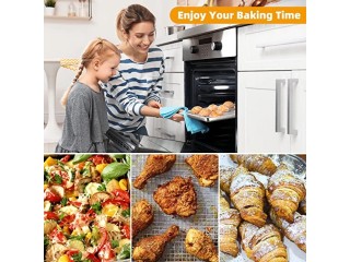 Air Fryer Basket for Oven,12.8x9.6 Inch Stainless Steel Crisper Tray and Pan with 30 PCS Parchment Paper