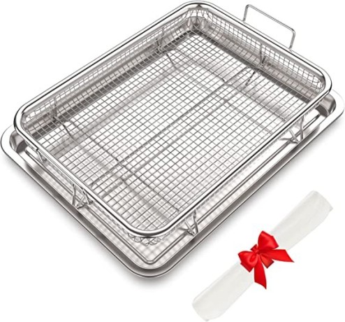 air-fryer-basket-for-oven128x96-inch-stainless-steel-crisper-tray-and-pan-with-30-pcs-parchment-paper-big-2