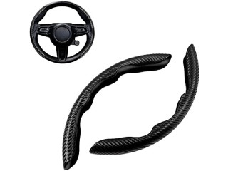 Car Steering Wheel Cover Carbon Fiber Universal Automobile Interior Accessories Sport Carbon Fiber Car Steering Wheel Cover Non-Slip