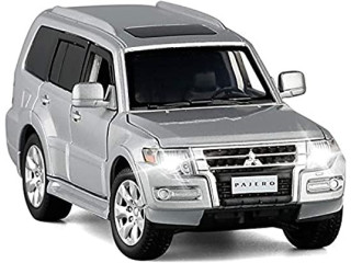 ZXSH 1/32 Pajero V97 SUV Model Toy Car Alloy Die Cast Sound Light Steering Shock Aabsorber Off Road Toys Vehicle (Color : Silver)