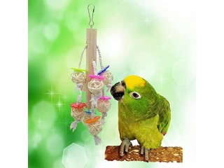 NeoStyle (8 Packs) of Bird Parrot Swing Chewing Toys,Natural Wood bird cage accessories