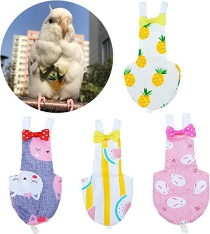 qbleev-4-pack-bird-diaper-soft-birds-flight-suits-with-leash-hole-washable-reusable-parrots-nappies-with-bowtie-decor-big-3