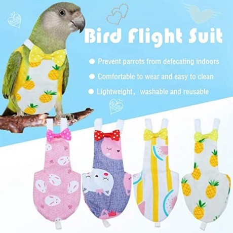 qbleev-4-pack-bird-diaper-soft-birds-flight-suits-with-leash-hole-washable-reusable-parrots-nappies-with-bowtie-decor-big-2