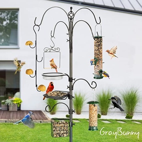 gray-bunny-deluxe-bird-feeder-stand-91-9-hook-bird-feeding-station-for-outside-wild-birds-big-2