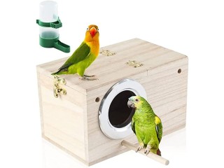 T&K Wood Bird Nest for Cage, Parrot Nest Breeding Box