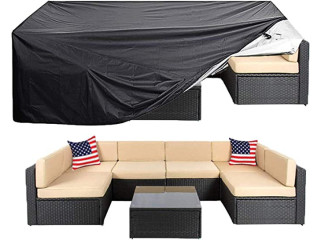 Furniture Cover Waterproof Outdoor Sectional Sofa Set Covers Heavy Duty Outdoor Rectangle Table and Chair Set Covers, Dust Proof Furniture Protective
