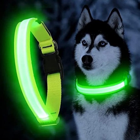 adjustable-flashing-dog-collar-with-green-light-medium-size-40-48cm-25cm-width-telescopic-range-8cm-polyester-webbing-big-1