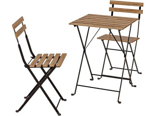 Rubik 3 Piece Folding Table and Chair Set, Weather-Resistant Table Set for Indoor/Outdoor Furniture Use, Bistro Set