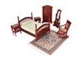 iland-vintage-dollhouse-furniture-112-scale-dollhouse-bedroom-furniture-in-mahogany-color-incl-dollhouse-bed-mirror-full-length-small-2