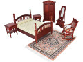 iland-vintage-dollhouse-furniture-112-scale-dollhouse-bedroom-furniture-in-mahogany-color-incl-dollhouse-bed-mirror-full-length-small-0