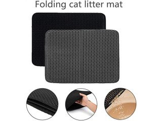 Arabest Pet Cat Litter Mat,55x75 cm Foldable Waterproof EVA Honeycomb Double Layer Cat Litter Trapping Pet Litter Box Mat