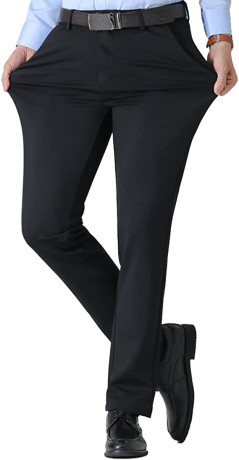 roaiss-mens-fashion-casual-business-pants-summer-light-thin-high-elastic-pure-black-suit-pants-big-0