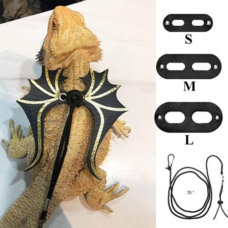 popetpop-adjustable-bearded-dragon-leather-harness-leash-lead-with-bat-wings-big-1