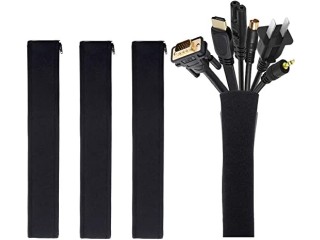 [4 Pack] JOTO Cable Management Sleeve, 19-20 Inch Cord Organizer System with Zipper for TV Computer Office Home Entertainment