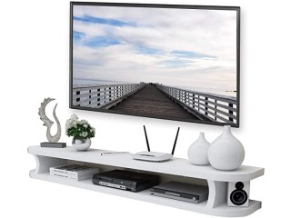 Wall-Mounted TV Stand, Three-Layer White Under Floating TV bFjytl