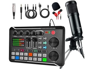 ZERIFAM Podcast Equipment Bundle, Microphone Set with Sound Card
