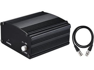 HuiGood 1-Channel 48V Phantom Power Supply with Adapter & XLR Male to XLR Female Audio