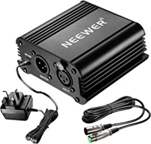 1-channel-48v-phantom-power-supply-black-with-adapter-and-one-xlr-audio-cable-for-any-condenser-microphone-music-recording-equipment-big-2