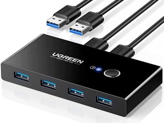 UGREEN USB 3.0 Sharing Switch Selector 4 Port 2 Computers Peripheral Switcher Adapter Hub for PC, Printer