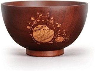 OMKMNOE Bowl Japanese Style Totoro Wooden Bowls Cartoon Hand-Painted Tableware Japanese Style