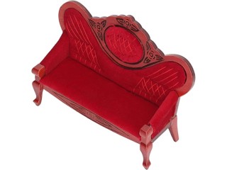 Naroote Miniature Dollhouse Sofa 1:12 Dollhouse Furniture Couch Vintage Red Educational Safe for Living Room