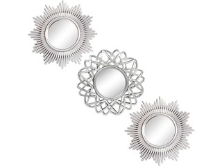 Kelly Miller Silver Mirror for Wall Decoration - Set of 3 Wall Decorations for Living Room, Bedroom and Dining Room (M016)