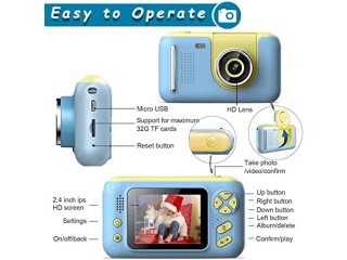 Full 1080P Kids Selfie Flip Lens HD Compact Digital Photo & Video Rechargeable Camera with 2.4" LCD Screen