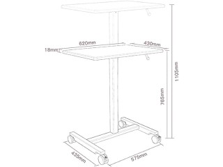 Hardware Accessories Laptop Stand Adjustable Computer Standing Desk Wheels Portable Side Table
