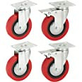 100mm-polyurethane-swivel-casters-with-brakes-red-pu-heavy-duty-furniture-appliance-equipment-wheels-by-bulldog-castors-max-400kg-per-set-big-0