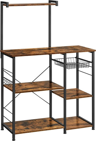 vasagle-bakers-rack-microwave-stand-with-wire-basket-6-hooks-and-shelves-for-spices-pots-and-pans-rustic-brown-and-black-big-2