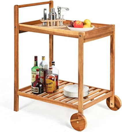 louyk-2-tier-rolling-kitchen-trolley-cart-dining-serving-cart-outdoor-wwheels-with-solid-wood-countertop-and-spice-rack-color-brown-size-1pcs-big-2