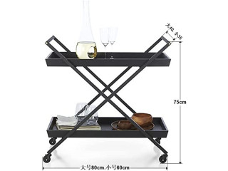 LOUYK Metal Tea Wine Food Catering Drinks Serving Trolley Bar Cart for Restaurant Hotel Wedding Party (Color : A, Size : 80 * 40 * 75cm)